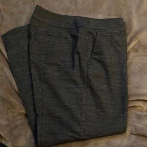 Gray pants with white flecks.